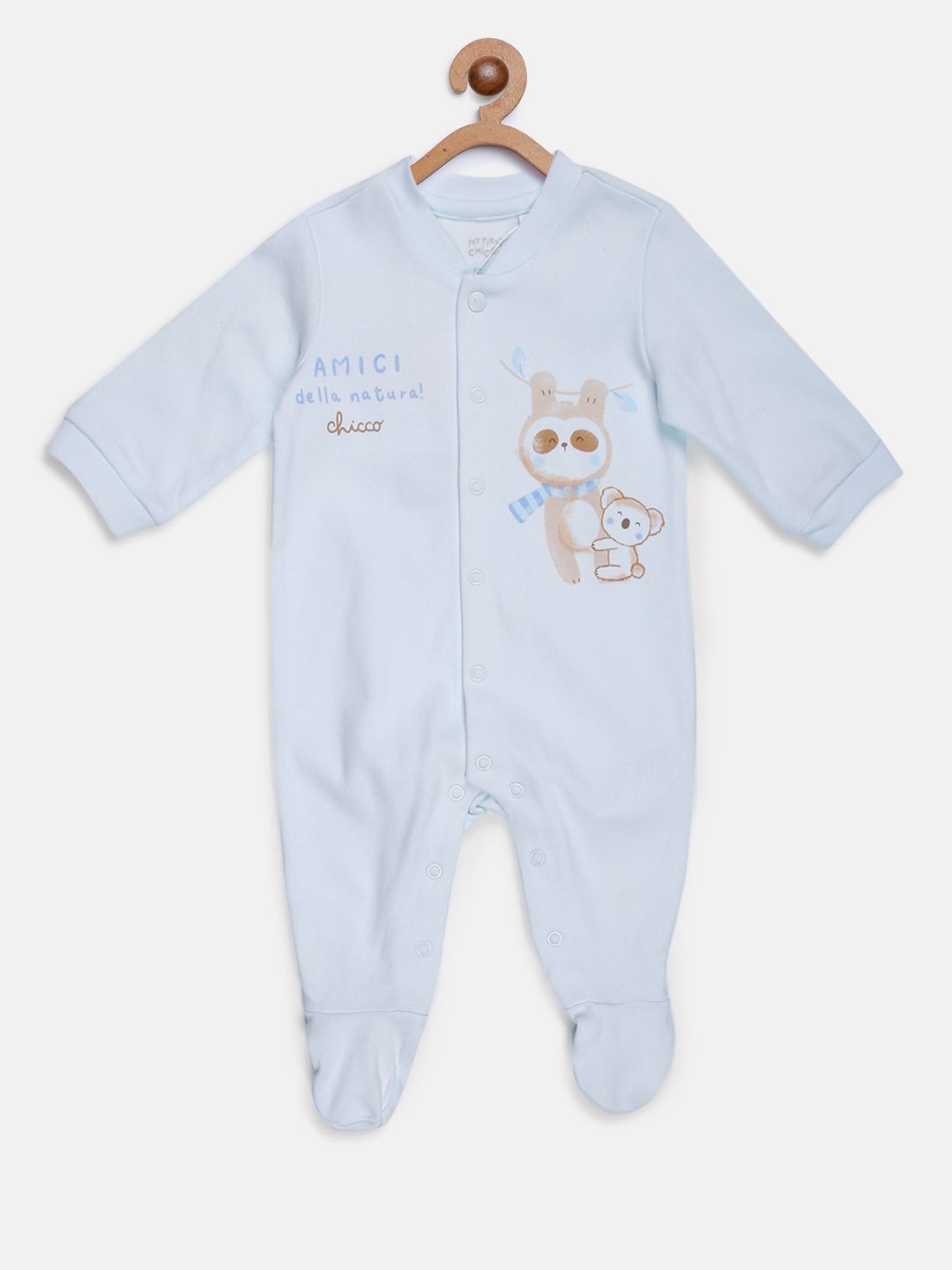 Printed Babysuit-Front Opening-Blue